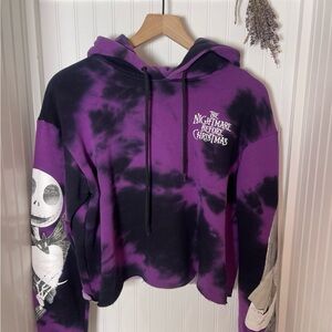 Disney The Nightmare Before Christmas Purple & Black Tie-Dye Cropped Hoodie